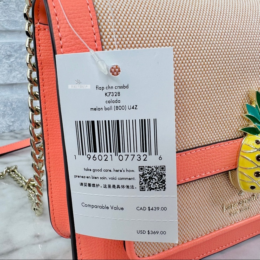 Kate Spade Melon Ball Pineapple Remi Flap Chain Crossbody Shoulder Bag - Picture 8 of 13